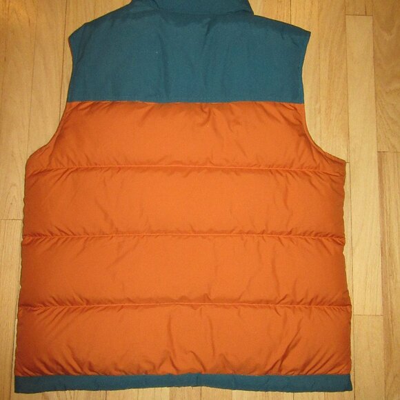 MENS LL BEAN VEST/PUFFER/ORANGE + GREEN/DOWNTEK/POCKETS/SIZE LARGE! - Picture 10 of 10